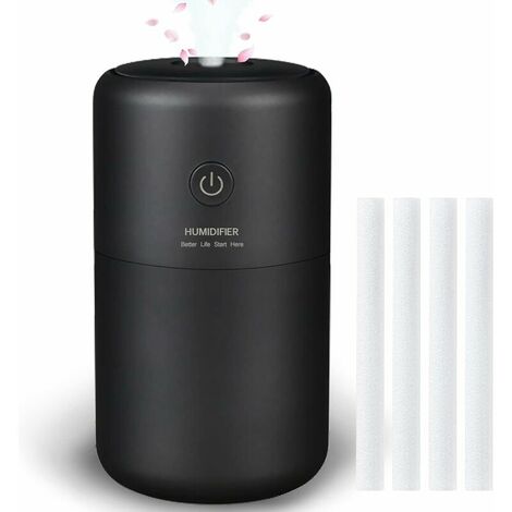 Humidifier 230ML Air Humidifier Bedroom Essential Oil Diffuser USB Portable Humidifier Auto Shut-off Waterless, Quiet With Nightlight for Baby Plant Black