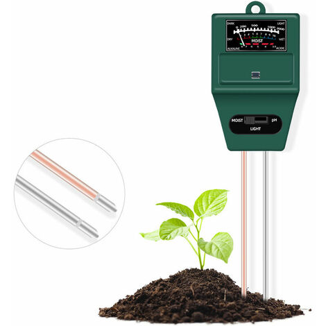 Humidimètre de Sol, kit de test de Sol 3 en 1 avec Test d'humidité/pH/lumière, hygromètre de capt d'eau de Plante pour Jardin de pelouse, Ferme d'intéri et d'extéri