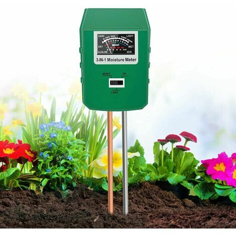 Humidimètre de Sol, kit de testeur de Sol 3 en 1 avec Test d'humidité/pH/lumière, hygromètre de capteur d'eau de Plante pour Jardin de pelouse, Ferme d'intérieur et d'extérieur,