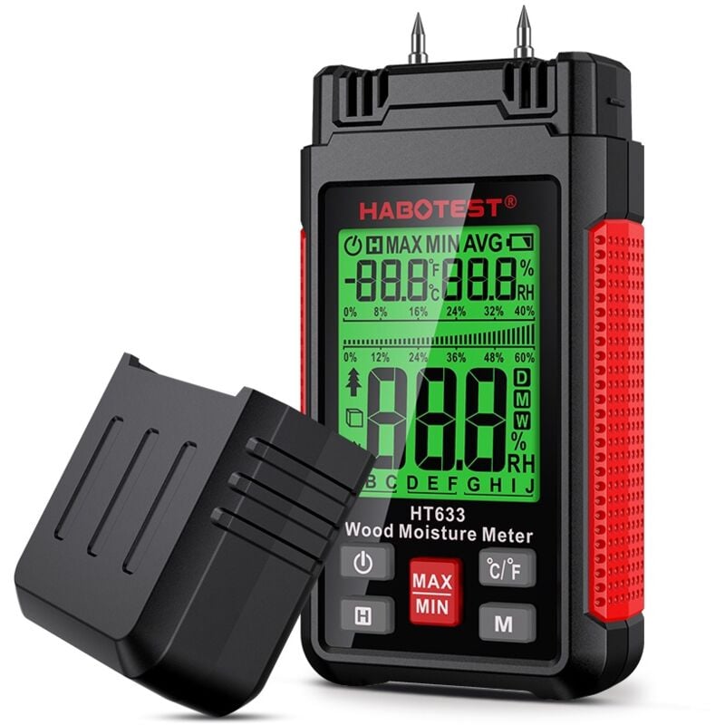 Durficst - Humidimètre HT633 Pin Humidimètre pour Bois, Type de Détecteur d'humidité du Bois, Détecteur Numérique de Teneur en Eau, Testeur
