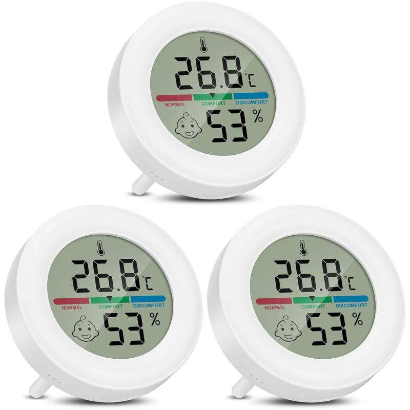 Jalleria - Humidimètre Hygromètre Thermomètre Température Thermomètre Intérieur Numérique avec Affichage du Niveau de Confort et Support pour Bureau
