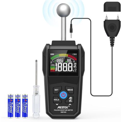 Humidimètre MESTEK, humidimètre 2 en 1 pour murs, avec écran LCD couleur et alarme sonore, détecte 20 à 40 mm de mur, bois, maçonnerie, béton et autres matériaux de construction.