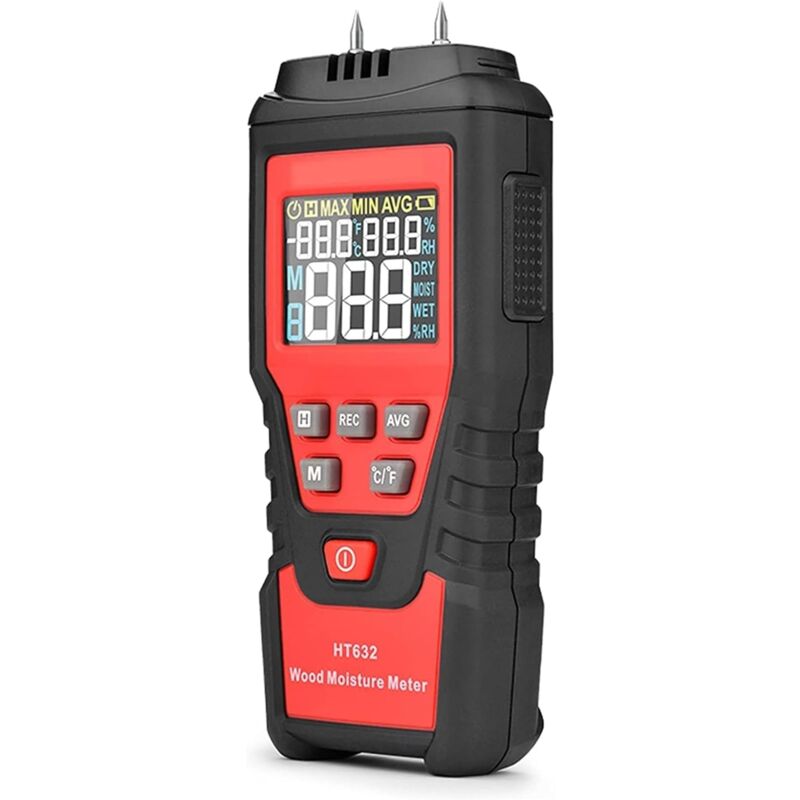 Humidimètre numérique à deux broches pour bois, testeur d'humidité du bois de 0 à 99,9 %, détecteur d'humidité du bois