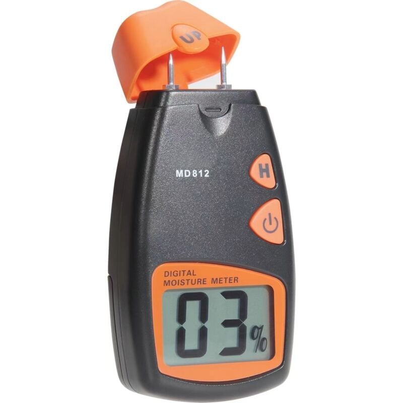 Humidimètre numérique de bois testeur d'humidité du bois portable à 2 broches, écran lcd numérique hd avec 2 broches de rechange et une pile 9V(les