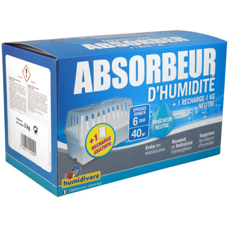 Humidivore Absorbeur + 2 Recharges De 1kg Neutre Dont 1 Gratuite - Humidivore