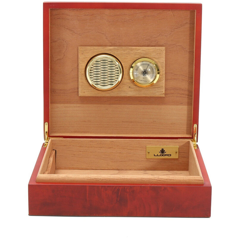 

Humidor portatil de madera de cedro forrado de madera, humidor con humidificador, con higrometro