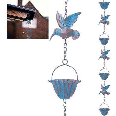 Hummingbird rain chain for gutters, hanging rain chain for water drainage, decoration for free-hanging rain catchers and downpipes