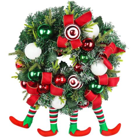 Humorvoller Weihnachtskranz mit Jutebeinen, Türdekoration für die Feiertage