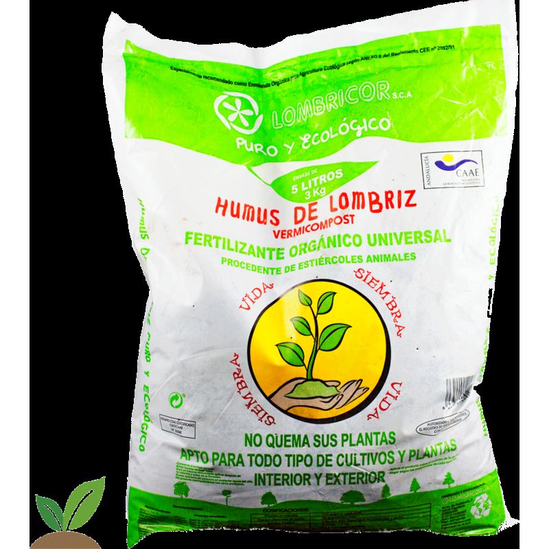 

HUMUS DE LOMBRIZ 5L ECOLÓGICO. - Lombricor