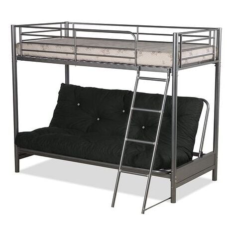 Humza Amani Futon Bunk Bed and with Futon Mattress (top mattress at extra cost) - Black