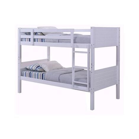 Humza Amani Lala Single 3FT Wooden Bunk Bed Frame Splits into 2 Beds, Mattresses Included - 2x Economy Mattress