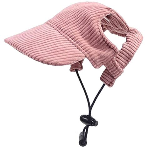 Hunde-Baseballkappe, Sommer-Strandhut mit Ohrenlöchern für Hunde und Katzen, verstellbarer Welpen-Sonnenhut (rosa, klein)