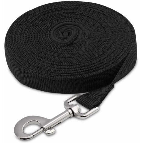 Hunde-Lanyard, Lange Hunde-Trainingsleine, Ideal zum Wandern, Camping, Training, Strand - 20Mx2.5cm-Schwarz-65ft FLITI