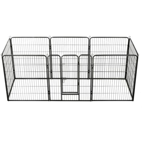 Hunde-Laufgitter 8 Paneele Stahl 80 x 100 cm Schwarz