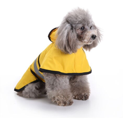 Hunde-Regenmantel, Größe XXL – Verstellbarer Hals- und Brustumfang mit Klettverschluss, Reflektorstreifen, präzise verarbeiteter Saum, Wind- und Wasserschutz, Gelb