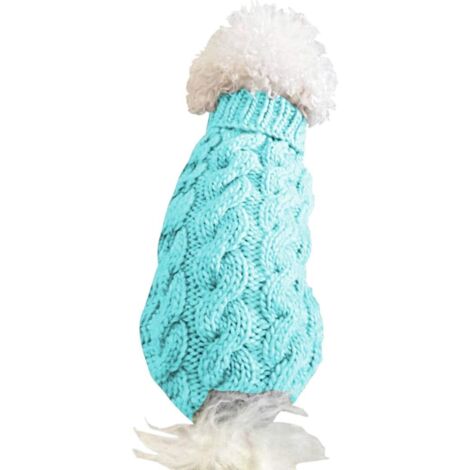Hunde-Rollkragenpullover, Strickmantel, Winterwärmer, dicker Pullover, Strick- und Häkelmantel, Kleidung für kleine, mittlere und große Hunde, Welpen und Katzen (M, Blau)