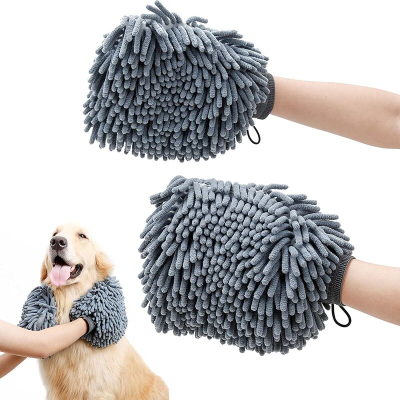 Hunde-Schaumtuch-Handschuh, schnell trocknendes Hundepfoten-Handtuch, Chenille-Mikrofaser, Haustier, schmutzige Hunde, Pflegehandschuh für große,