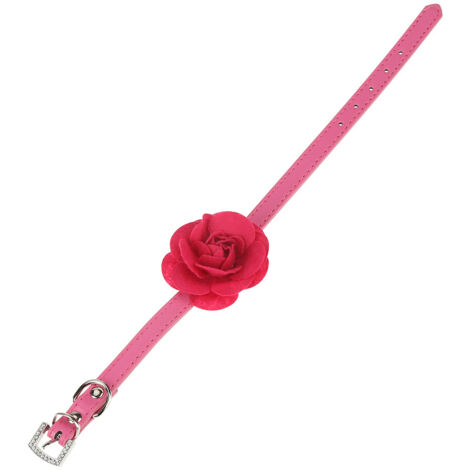 Hunde- und Katzenhalsband aus PU-Leder mit rosa Blume – Niedliche rote Rosenverzierung