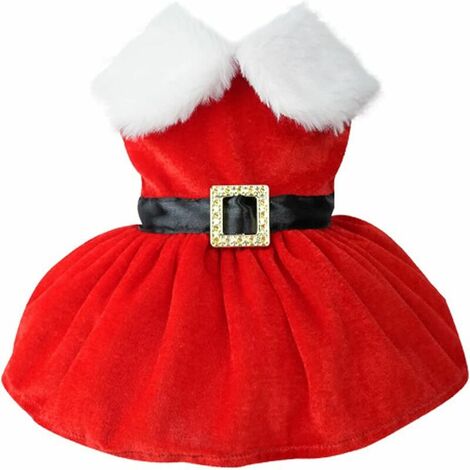 Hunde-Weihnachtskostüm-Welpenkleid, Weihnachtsmann-Haustierkleidung Samtrock Thermohemd Wintermantel Weihnachtsferienkleidung Niedliche Mädchenkleidung Rote Kleider,