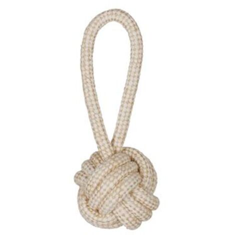 Hunde-Zerrspielzeug Tau-Knoten Natur Klein 8x21cm Ball mit Schlaufe
