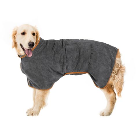 Hundebademantel aus Mikrofaser, Größe M, mit verstellbarem Riemen und Klettverschluss. Saugfähiges Handtuch zum schnellen Abtrocknen nach dem Baden.
