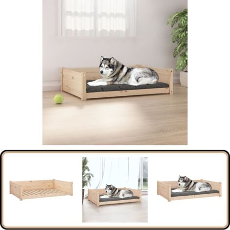 Hundebett 105,5x75,5x28 cm Massivholz Kiefer - Hunde Bett - Hundehaus - Holz Tierbetten - Kiefernholz Bett - Hundebette Massiv