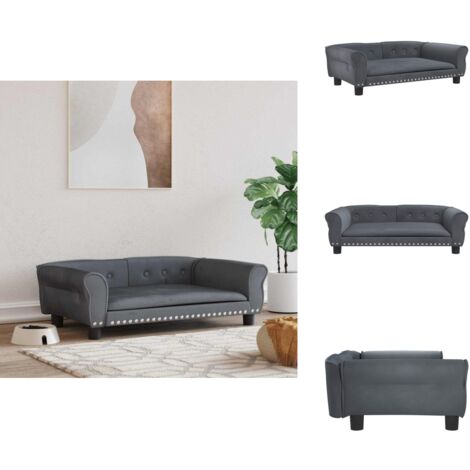 Hundebett Dunkelgrau 95x55x30 cm Samt - Hunde Bett - Hundebett - Samtbett - Tierbetten - Kleines Hundebett
