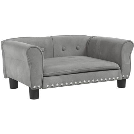 Hundebett Hellgrau 70x45x30 cm Samt vidaXL