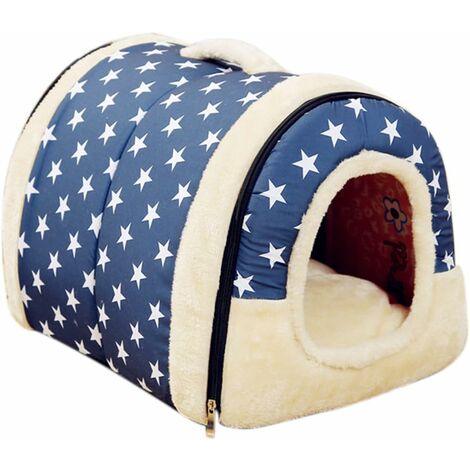 Hundebett Hundehütte, Weiche Katzenhöhle Katzenhaus Haustier Bett Warm Schlafsack mit Abnehmbar Kissen für Hunde Katzen Hasen