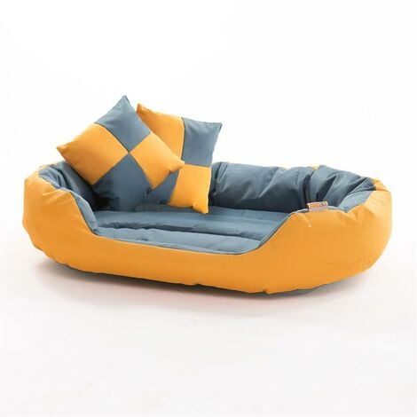 Hundebett Hundekissen Hundekorb Haustierbett Matte Hundesofa Katze Gelb/Blaugrau