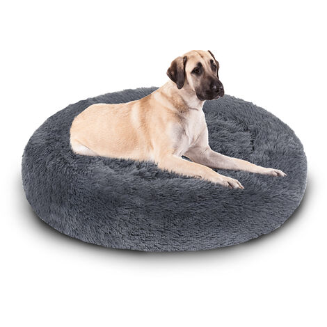 Hundebett Kuschelbett LUXUS Schlafplatz Hundekissen Plüsch Katzenbett dunkelgrau 60cm - dunkelgrau