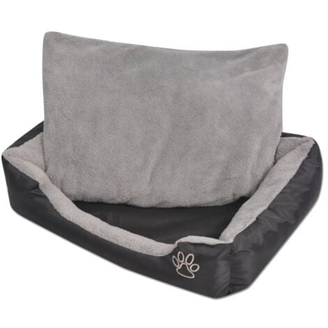 Hundebett mit gepolstertem Kissen Größe XL Schwarz vidaXL