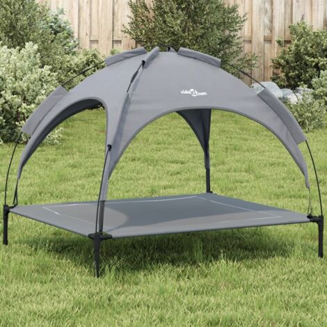 Hundebett mit Sonnendach Anthrazit Oxford-Gewebe und Stahl