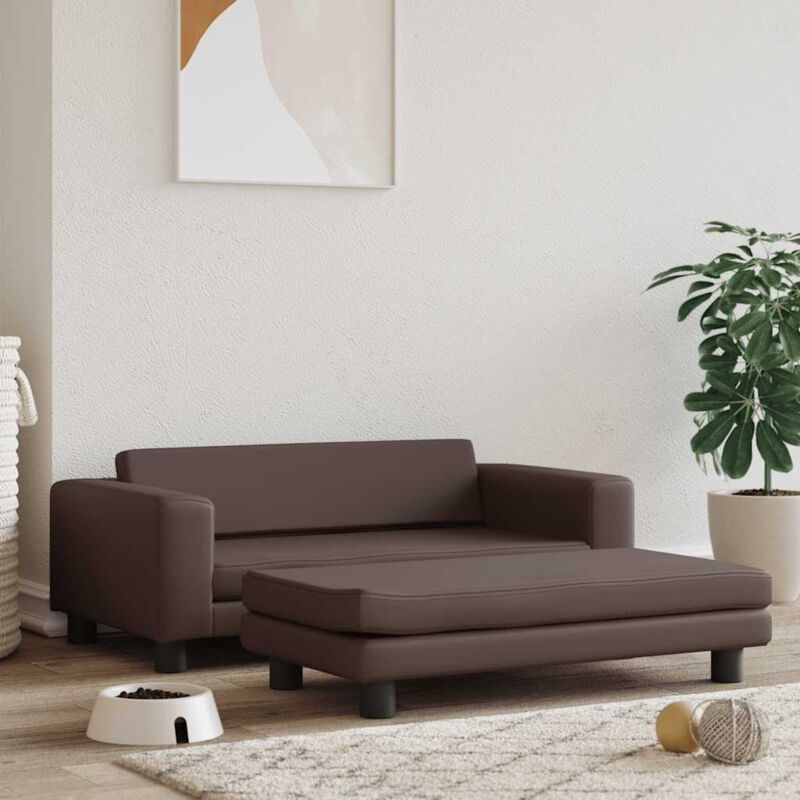Hundebett Mit Verlängerung Braun 100x50x30 Cm Kunstleder Vidaxl