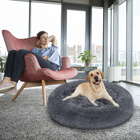 Hundebett Schlafplatz Hunde Kuschelbett Katzenbett Hundekissen Katze dunkelgrau 60cm - dunkelgrau