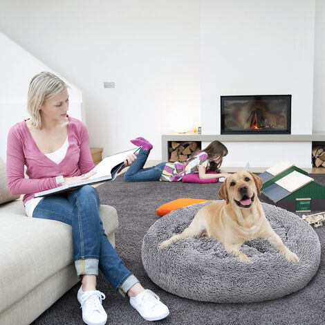 Hundebett Schlafplatz Hunde Kuschelbett Katzenbett Hundekissen Katze hellgrau 100cm - hellgrau