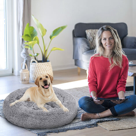 Hundebett Schlafplatz Hunde Kuschelbett Katzenbett Hundekissen Katze hellgrau 80cm - hellgrau