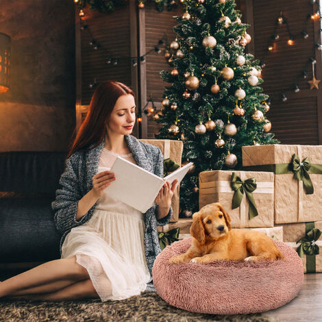 Hundebett Schlafplatz Hunde Kuschelbett Katzenbett Hundekissen Katze Leder Rosa 60cm - Leder Rosa