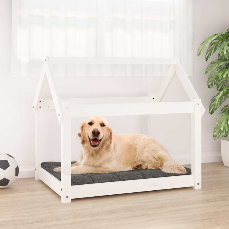 Hundebett Weiß 81x60x70 Cm Massivholz Kiefer - Vidaxl