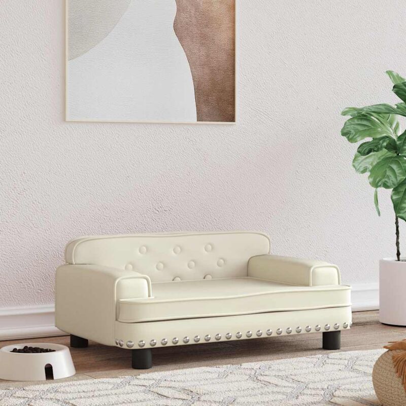 Hundebett Creme 70x45x30 Cm Kunstleder - Vidaxl