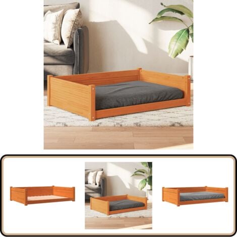 Hundebett Wachsbraun 105,5x75,5x28 cm Massivholz Kiefer - Hunde Bett - Hundehaus - Holz Tierbett - Kiefernholz Bett - Hundebette