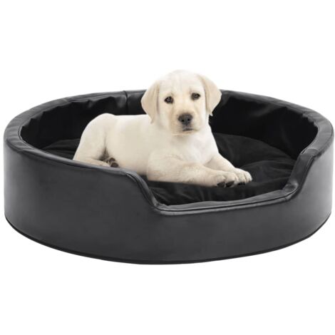 Hundebett，Katzenbett，Haustierbett Schwarz 69x59x19 cm Plüsch und Kunstleder FUCIA37348