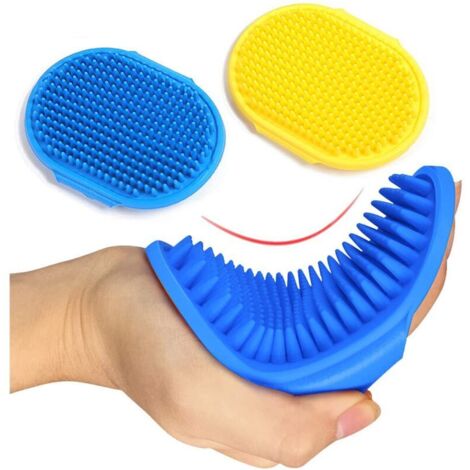 Hundebürste, Shampoo- und Badebürste für Haustiere, Gummimassagekamm mit verstellbarem Griff, für langhaarige Hunde und Katzen, 2er-Pack