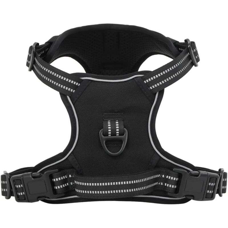 Vidaxl - Hundegeschirr Mit Leine & Halsband Verstellbar Schwarz M