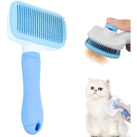 Hundehaarentfernerbürste, Katzenhaarpflegekamm für langhaarige Haustiere, Hundehaarentferner, Reinigungsbürste, Badebürste, Hundezubehör, quadratisch, blau