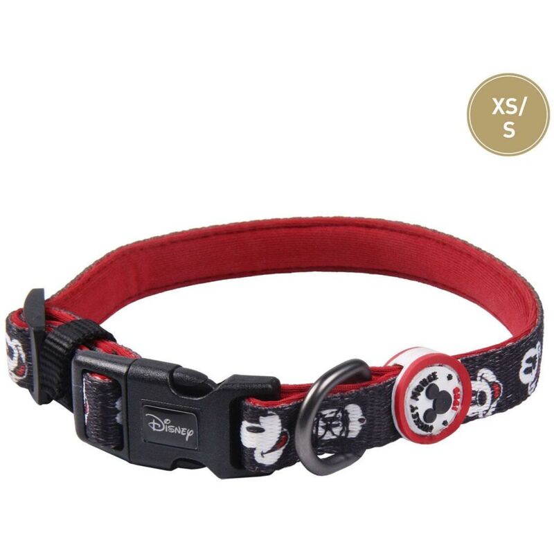 Halsband Premium Für Hunde De Mickey Mouse - Farbe Schwarz Und Rot - Größe Xs-s - Schnellverschluss De Click - Details In 3d - Kragen De Perro