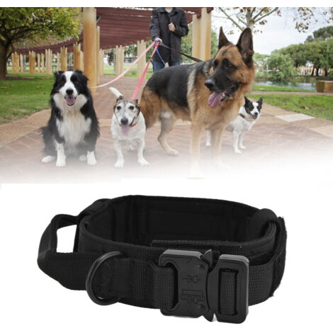 Hundehalsband [Militär/Zugsystem] K9 Größe L mit Schnellverschluss, Schwarz, Größe M