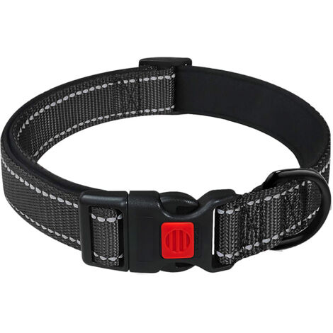 Hundehalsband, Weich Gepolstertes Neopren Nylon Hunde Halsband für Mittlere Hunde, Verstellbare und Reflektierend für das Training, Schwarz M (1er Pack)