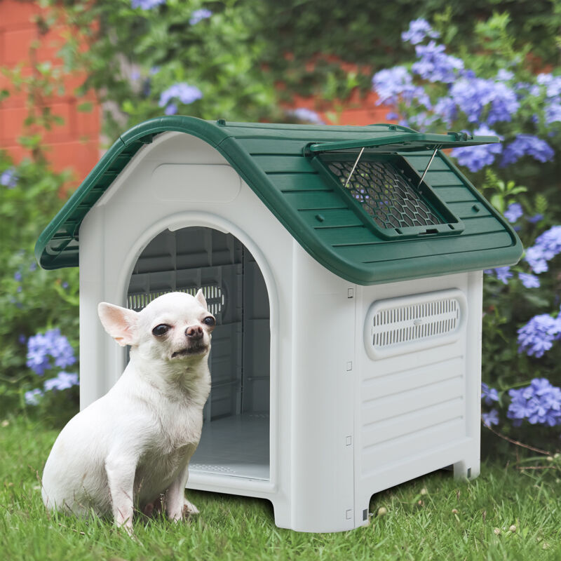 [en.casa] - Hundehütte Bello 87x72x75 Cm Weiß/grün