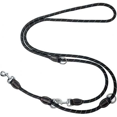 Hundeleine, 3 m lange, multifunktionale Doppelleine, in 3 Richtungen verstellbar, Schulterleine aus Nylon
